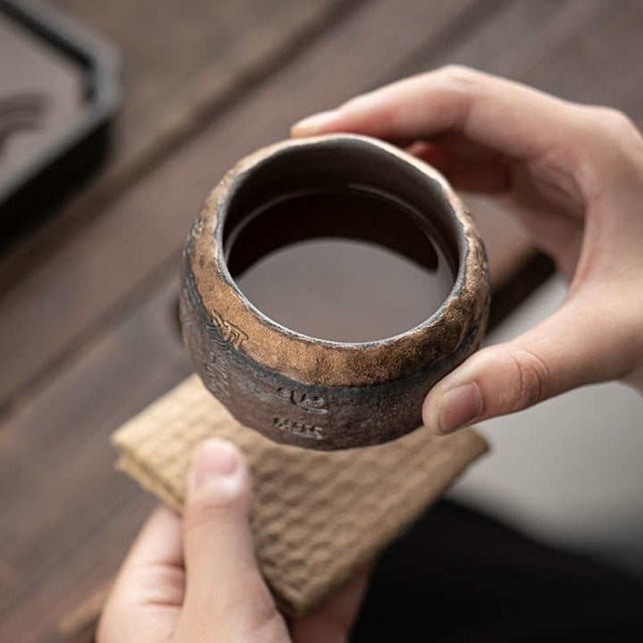 Buddha Stones Heart Sutra Engraved Ceramic Teacup Kung Fu Tea Cup 130ml - image 4