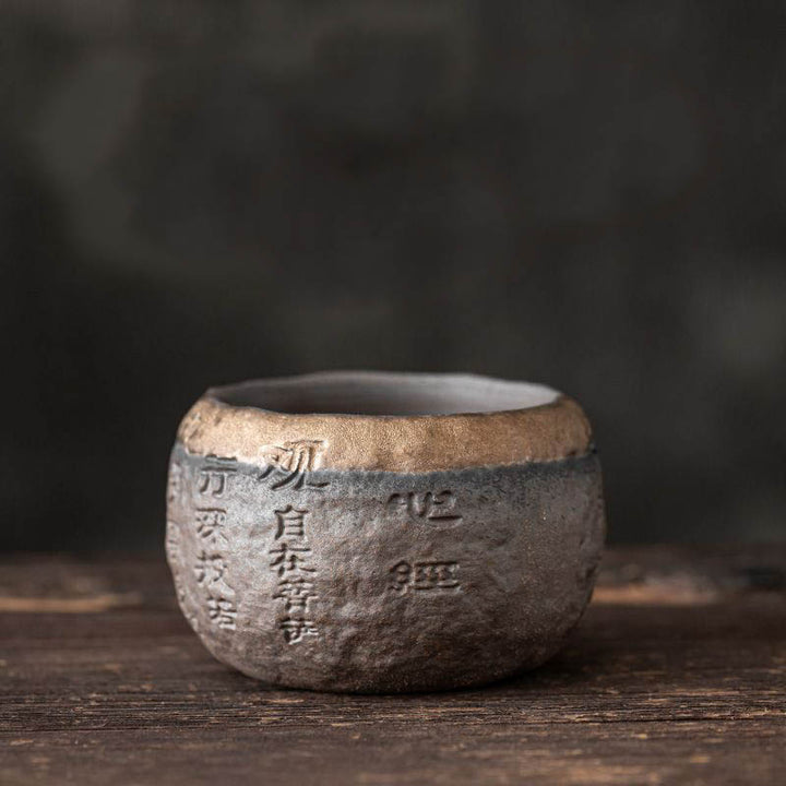 Buddha Stones Heart Sutra Engraved Ceramic Teacup Kung Fu Tea Cup 130ml - image 1