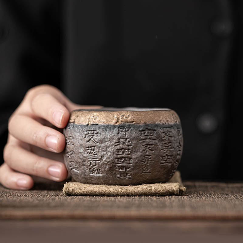 Buddha Stones Heart Sutra Engraved Ceramic Teacup Kung Fu Tea Cup 130ml - image 11