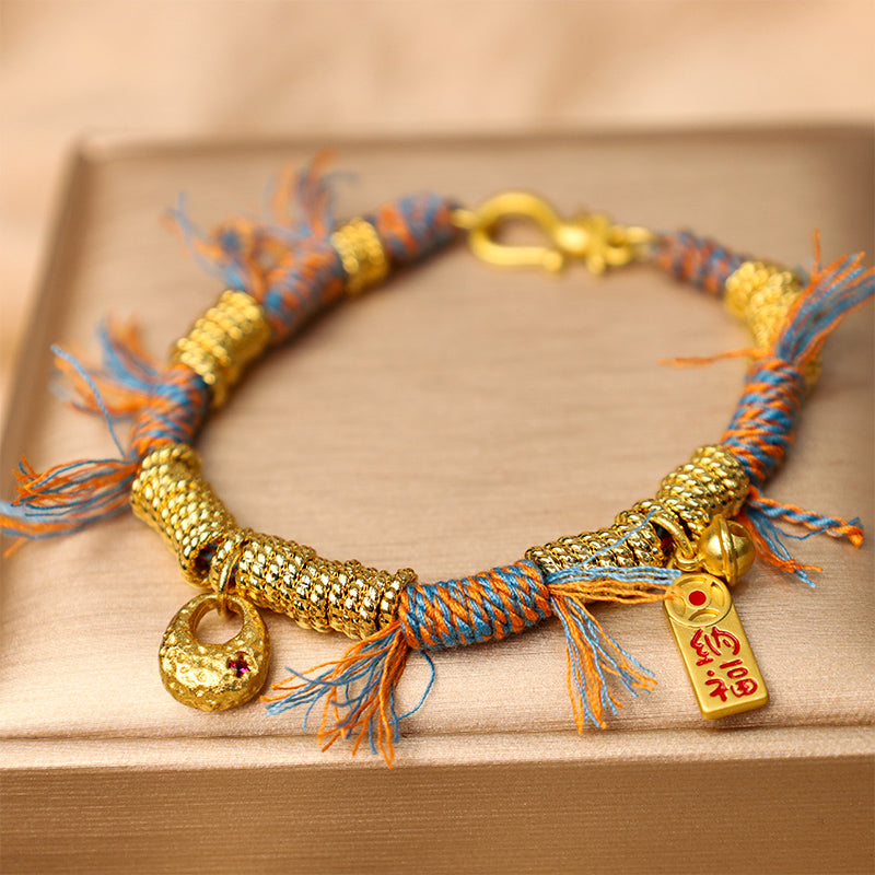 Buddha Stones Handmade Tibetan Lucky Fortune Multicolored Rope Braid Bracelet - 13-15.5cm - image 0