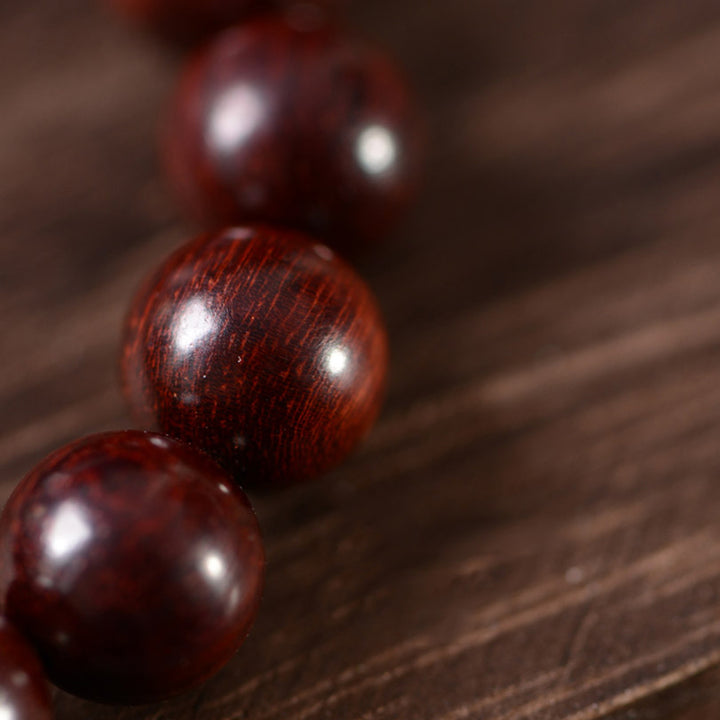 Buddha Stones Small Leaf Red Sandalwood Om Mani Padme Hum Engraved Protection Bracelet - image 8