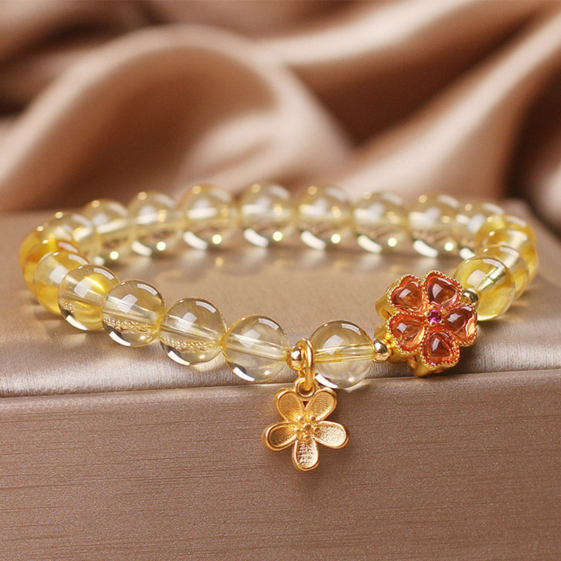 Buddha Stones Natural Citrine Flower Charm Prosperity Protection Bracelet - image 3