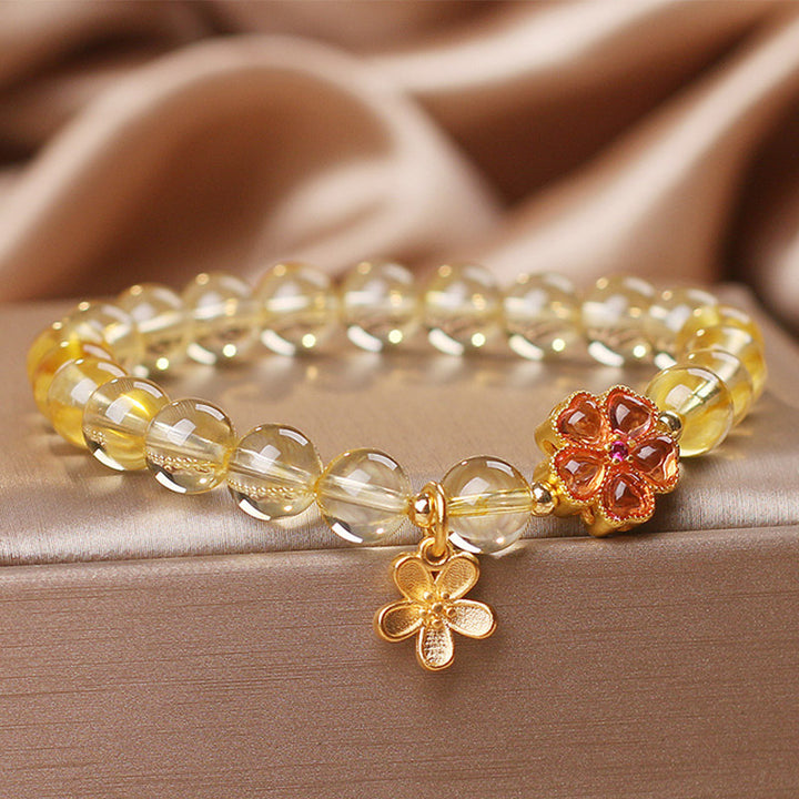 Buddha Stones Natural Citrine Flower Charm Prosperity Protection Bracelet - image 3