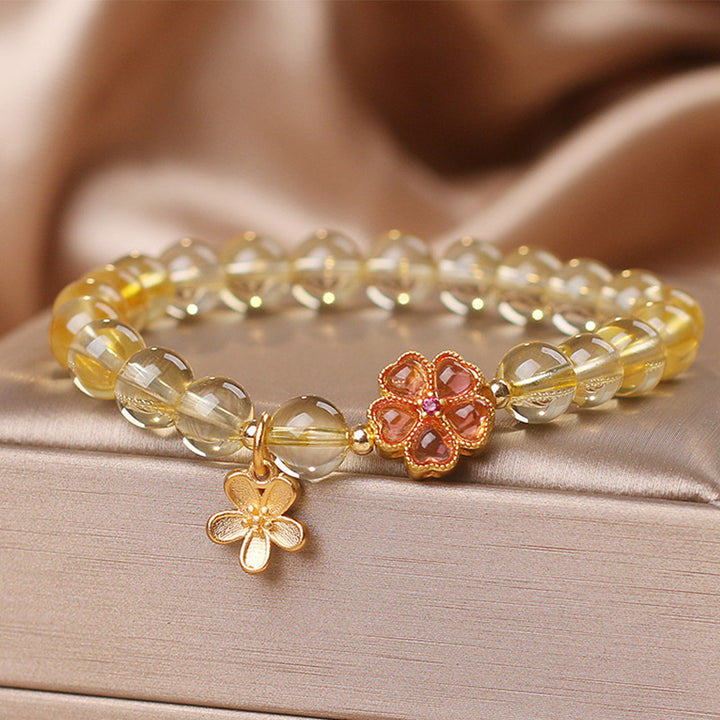 Buddha Stones Natural Citrine Flower Charm Prosperity Protection Bracelet - image 4