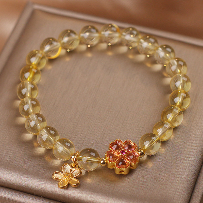 Buddha Stones Natural Citrine Flower Charm Prosperity Protection Bracelet - image 2