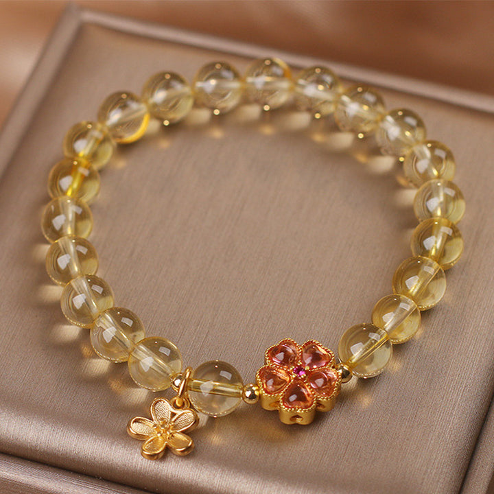 Buddha Stones Natural Citrine Flower Charm Prosperity Protection Bracelet - image 2