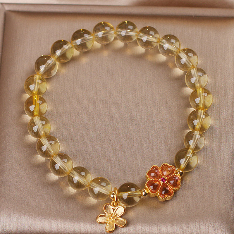 Buddha Stones Natural Citrine Flower Charm Prosperity Protection Bracelet - image 5