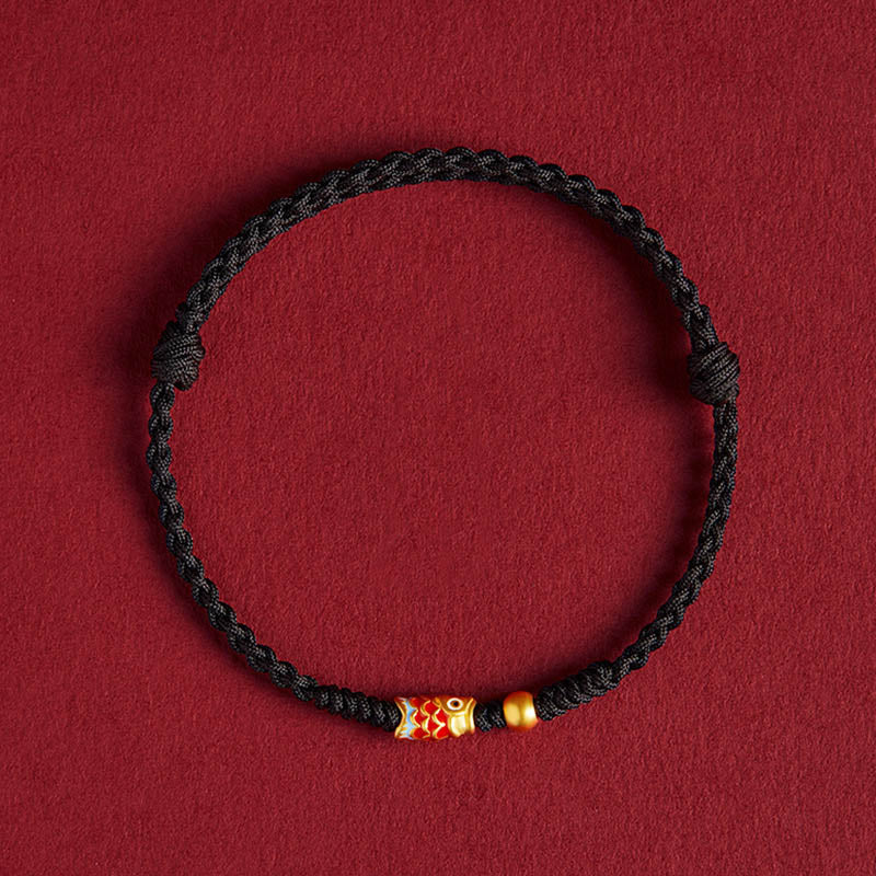 Buddha Stones 925 Sterling Silver Handmade Koi Fish Wealth Success Braided Rope Bracelet - Koi Fish Black(Wrist Circumference 14-18cm) - image 6