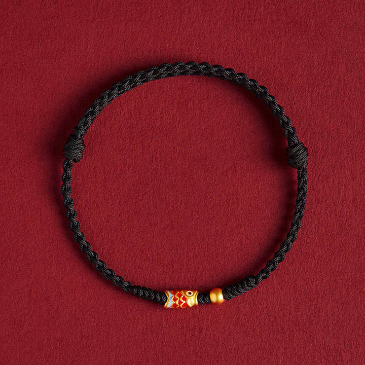 Buddha Stones 925 Sterling Silver Handmade Koi Fish Wealth Success Braided Rope Bracelet - Koi Fish Black(Wrist Circumference 14-18cm) - image 6