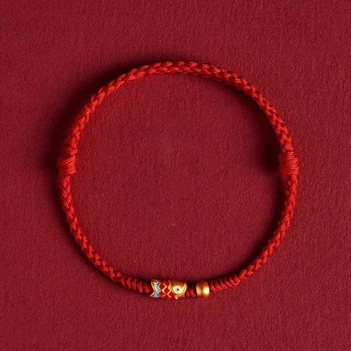 Buddha Stones 925 Sterling Silver Handmade Koi Fish Wealth Success Braided Rope Bracelet - Koi Fish Red(Wrist Circumference 14-18cm) - image 2