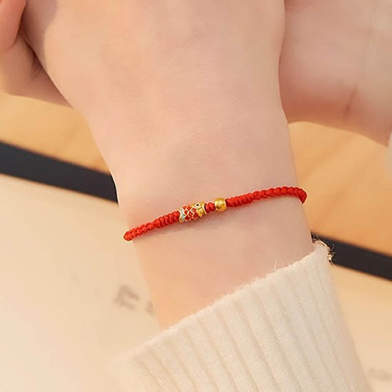 Buddha Stones 925 Sterling Silver Handmade Koi Fish Wealth Success Braided Rope Bracelet - image 3