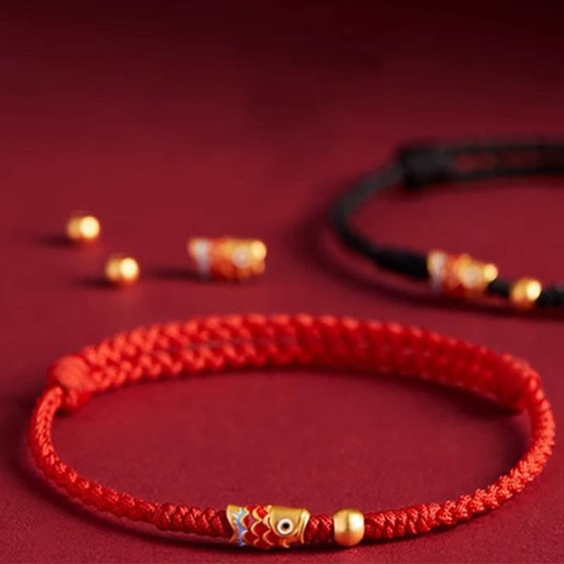 Buddha Stones 925 Sterling Silver Handmade Koi Fish Wealth Success Braided Rope Bracelet - image 4