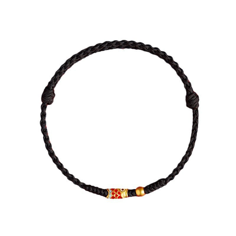 Buddha Stones 925 Sterling Silver Handmade Koi Fish Wealth Success Braided Rope Bracelet - image 7