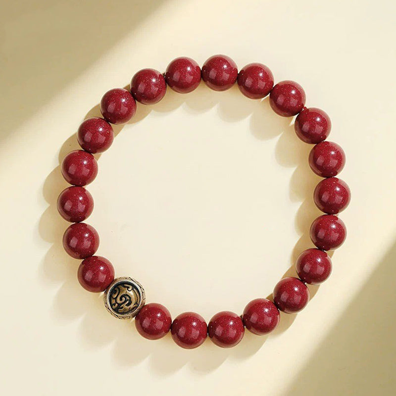 Buddha Stones 925 Sterling Silver Natural Cinnabar Four Beasts Blessing Bracelet - 8mm - Azure Dragon(Wrist Circumference 14-16cm) - image 7