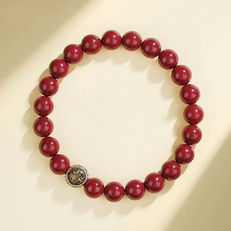 Buddha Stones 925 Sterling Silver Natural Cinnabar Four Beasts Blessing Bracelet - 8mm - Black Turtle(Wrist Circumference 14-16cm) - image 9