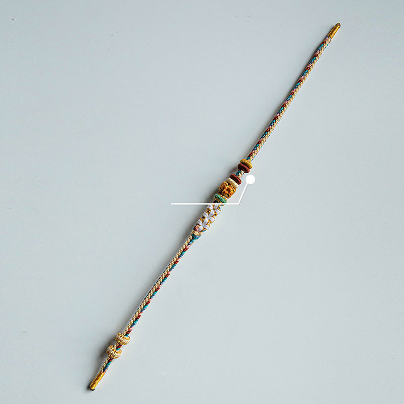 Buddha Stones Handmade Dunhuang Color Peach Blossom Pattern Braid String Bracelet - image 9