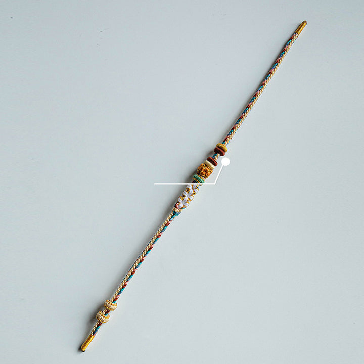 Buddha Stones Handmade Dunhuang Color Peach Blossom Pattern Braid String Bracelet - image 9