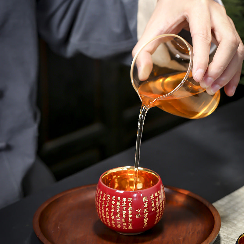 Buddha Stones Heart Sutra Great Compassion Mantra Engraved Ceramic Teacup Kung Fu Tea Cup - image 6
