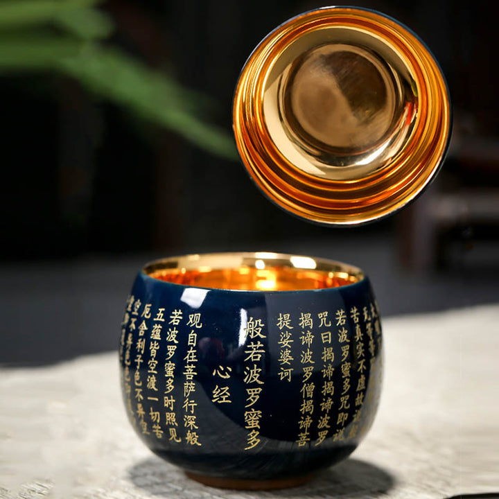 Buddha Stones Heart Sutra Great Compassion Mantra Engraved Ceramic Teacup Kung Fu Tea Cup - image 11