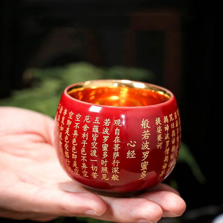 Buddha Stones Heart Sutra Great Compassion Mantra Engraved Ceramic Teacup Kung Fu Tea Cup - image 4