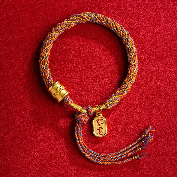Buddha Stones Handmade Multicolored Tibetan Om Mani Padme Hum Ruyi Auspicious Charm Braided Bracelet - image 8