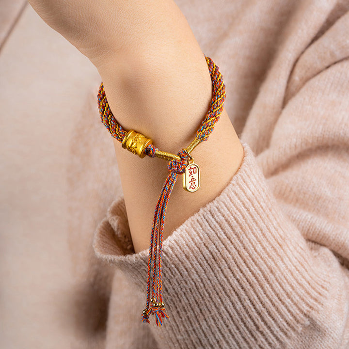 Buddha Stones Handmade Multicolored Tibetan Om Mani Padme Hum Ruyi Auspicious Charm Braided Bracelet - image 1