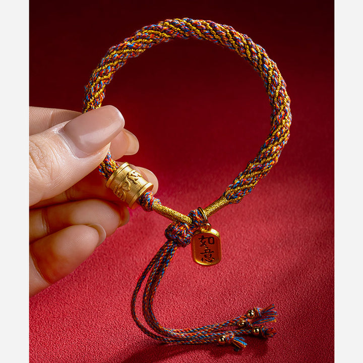 Buddha Stones Handmade Multicolored Tibetan Om Mani Padme Hum Ruyi Auspicious Charm Braided Bracelet - image 7