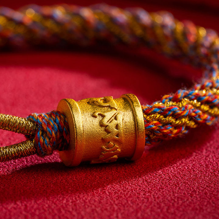 Buddha Stones Handmade Multicolored Tibetan Om Mani Padme Hum Ruyi Auspicious Charm Braided Bracelet - image 5