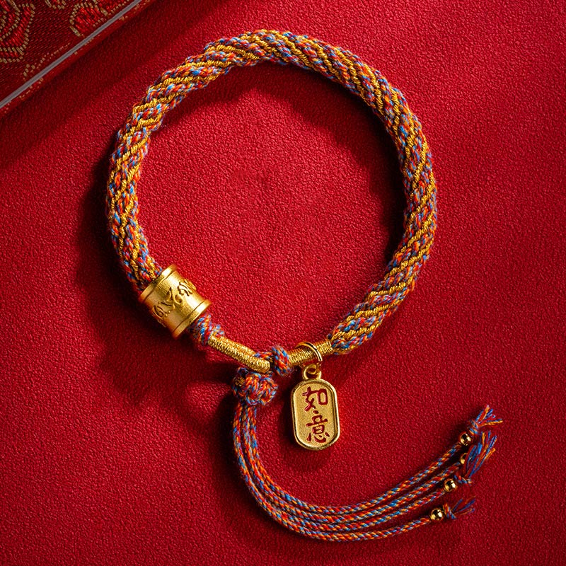 Buddha Stones Handmade Multicolored Tibetan Om Mani Padme Hum Ruyi Auspicious Charm Braided Bracelet - 14-20cm - image 0