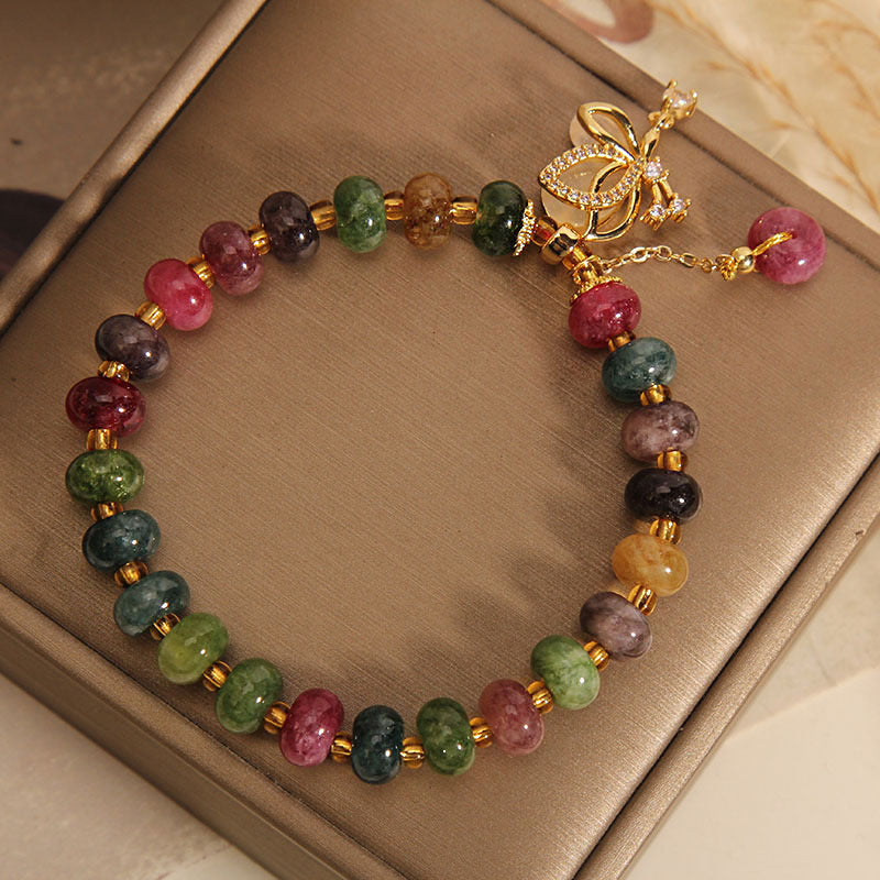 Buddha Stones Colorful Tourmaline Butterfly Charm Wisdom Bracelet - image 3
