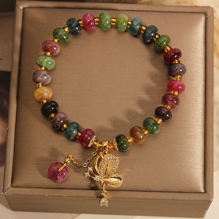 Buddha Stones Colorful Tourmaline Butterfly Charm Wisdom Bracelet - image 6