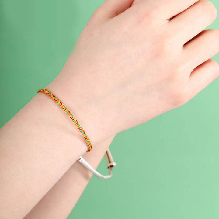 Buddha Stones Handmade Multicolored Dragon Scale Pattern Braid String Bracelet - image 11