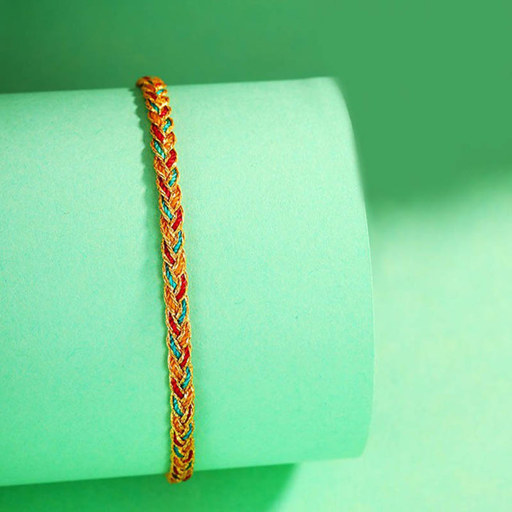 Buddha Stones Handmade Multicolored Dragon Scale Pattern Braid String Bracelet - image 2