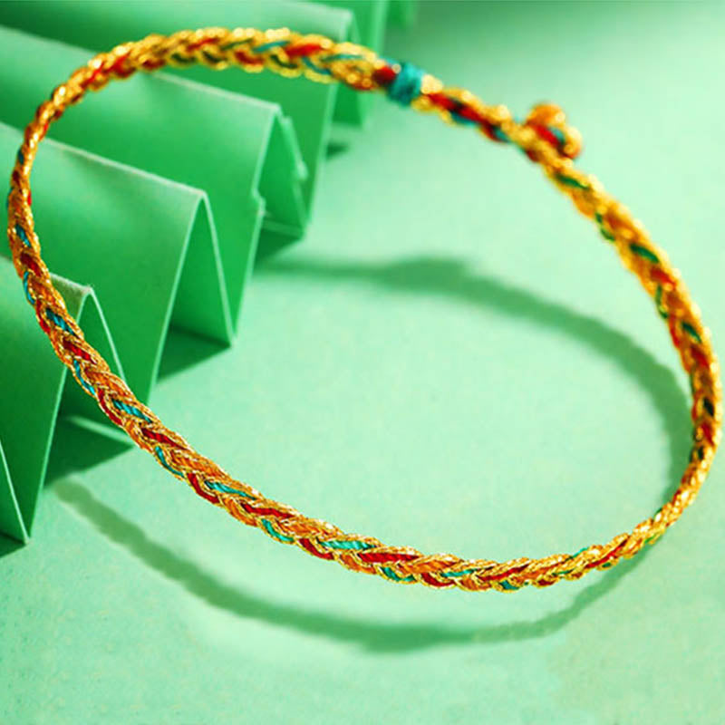 Buddha Stones Handmade Multicolored Dragon Scale Pattern Braid String Bracelet - image 4