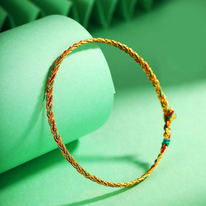 Buddha Stones Handmade Multicolored Dragon Scale Pattern Braid String Bracelet - image 1