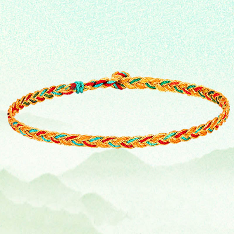 Buddha Stones Handmade Multicolored Dragon Scale Pattern Braid String Bracelet - image 7