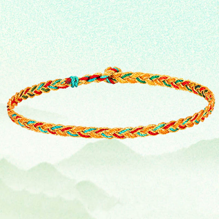 Buddha Stones Handmade Multicolored Dragon Scale Pattern Braid String Bracelet - image 7