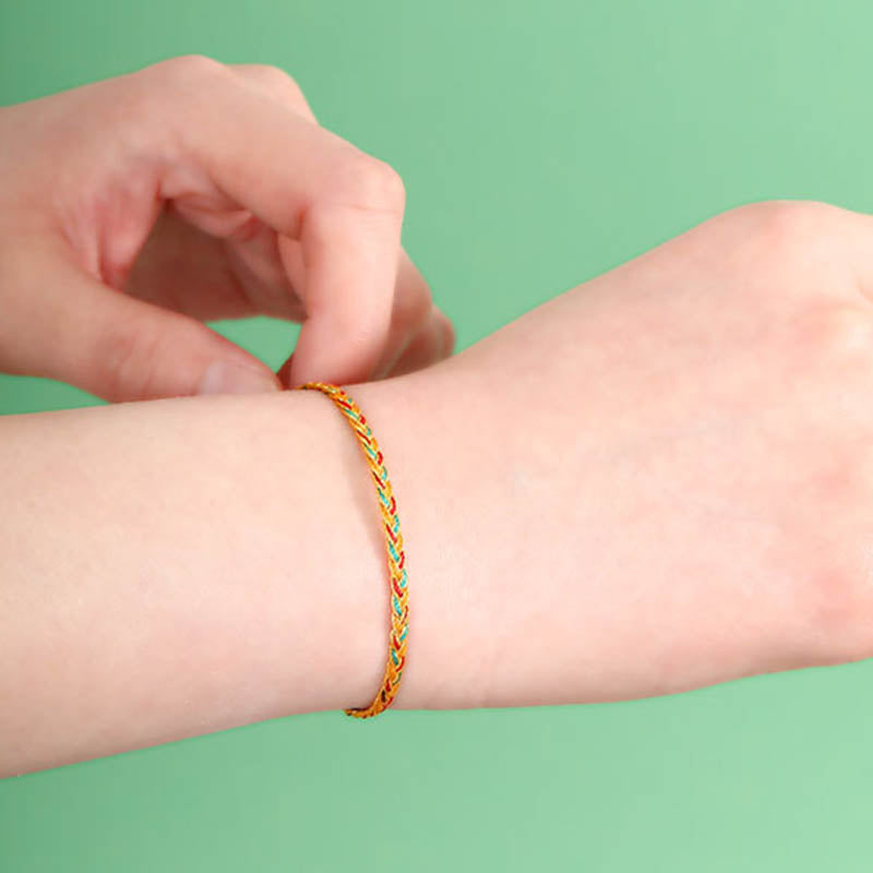 Buddha Stones Handmade Multicolored Dragon Scale Pattern Braid String Bracelet - image 8