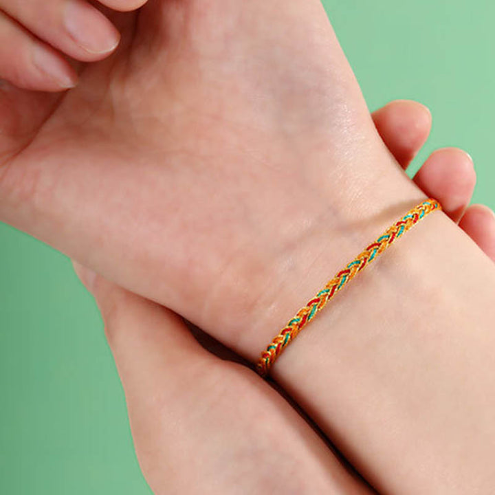 Buddha Stones Handmade Multicolored Dragon Scale Pattern Braid String Bracelet - image 9