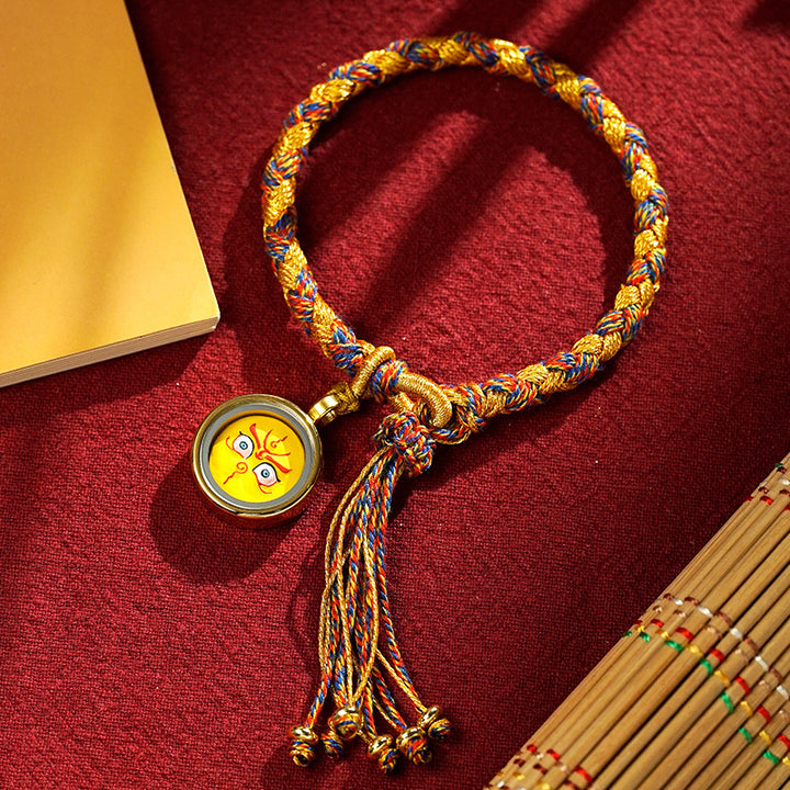 Buddha Stones Handmade Tibetan Five God Of Wealth Dragon Scale Rope Luck Braid Bracelet - Colorful Gold Yellow God of Wealth(Wrist Circumference 14-18cm) - image 0