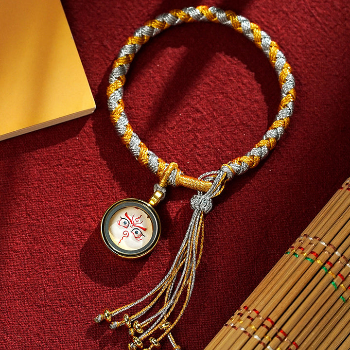 Buddha Stones Handmade Tibetan Five God Of Wealth Dragon Scale Rope Luck Braid Bracelet - Gray Gold White God of Wealth(Wrist Circumference 14-18cm) - image 6