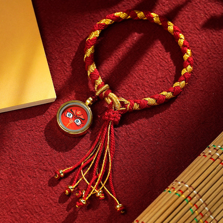 Buddha Stones Handmade Tibetan Five God Of Wealth Dragon Scale Rope Luck Braid Bracelet - Red Gold Red God of Wealth(Wrist Circumference 14-18cm) - image 10