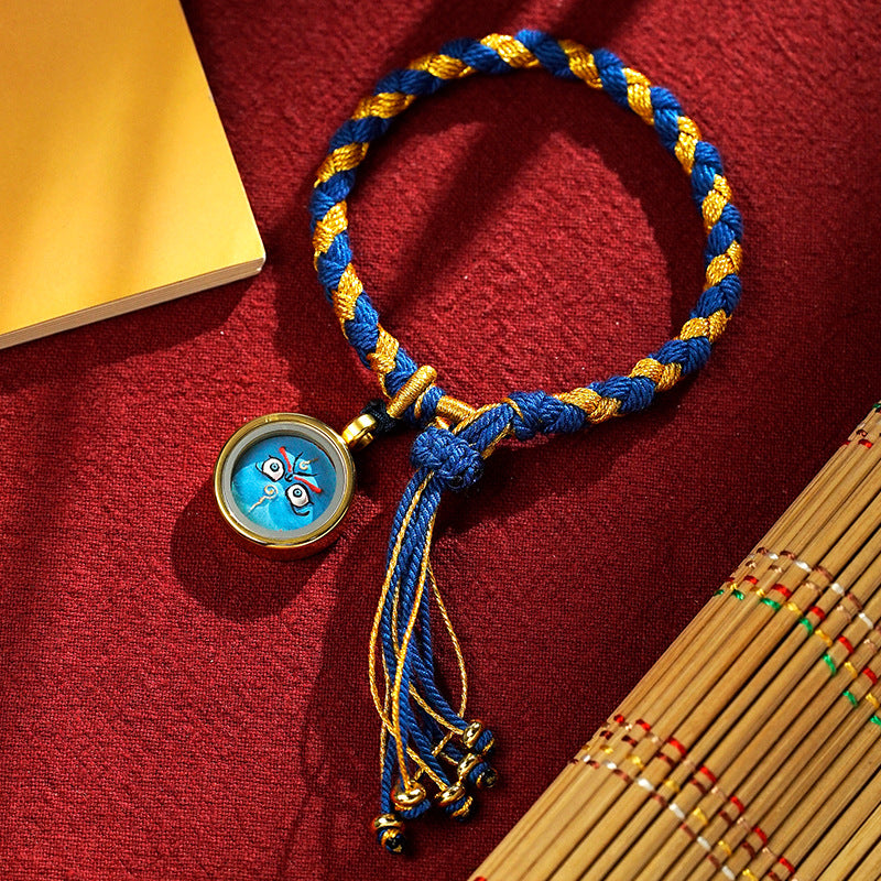 Buddha Stones Handmade Tibetan Five God Of Wealth Dragon Scale Rope Luck Braid Bracelet - Blue Gold Blue God of Wealth(Wrist Circumference 14-18cm) - image 12