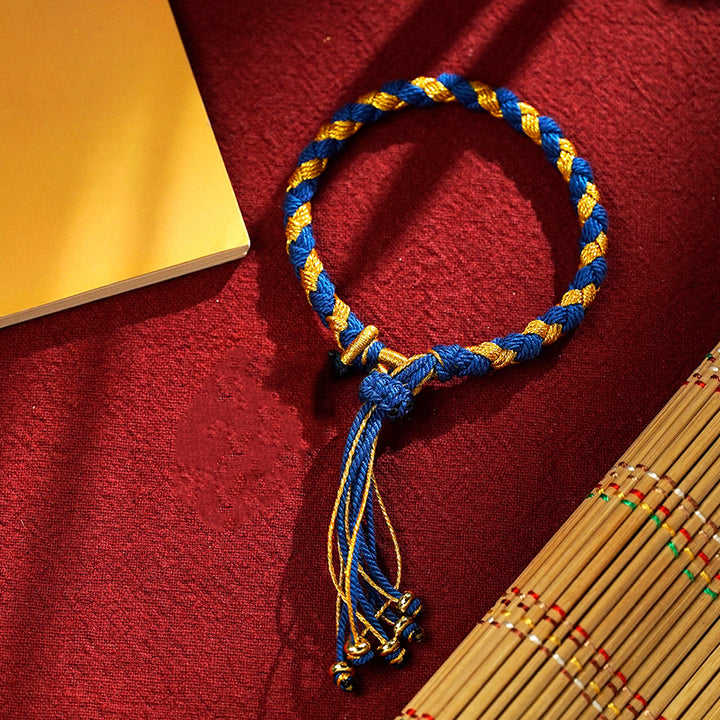 Buddha Stones Handmade Tibetan Five God Of Wealth Dragon Scale Rope Luck Braid Bracelet - Blue Gold(Wrist Circumference 14-18cm) - image 18