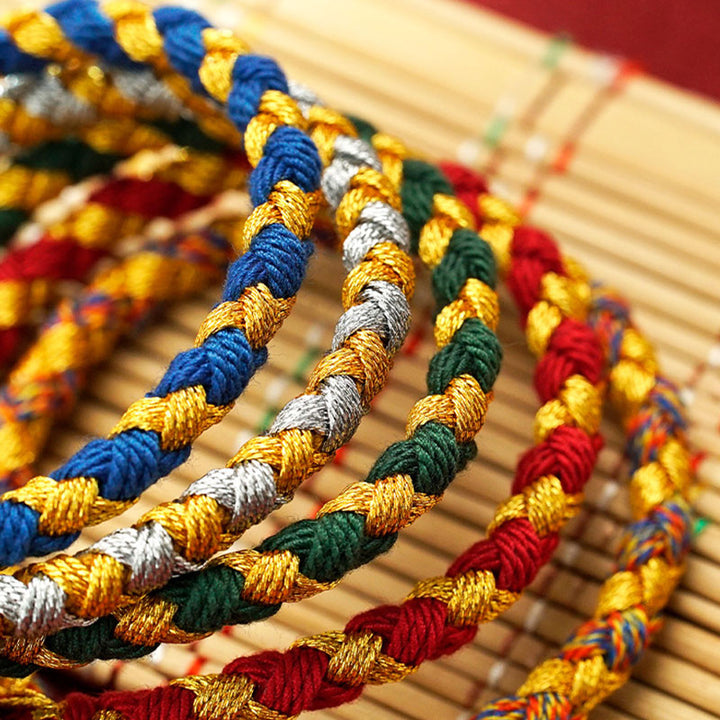 Buddha Stones Handmade Tibetan Five God Of Wealth Dragon Scale Rope Luck Braid Bracelet - image 2