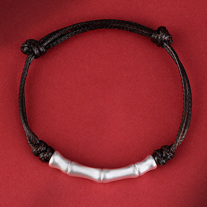 Buddha Stones 999 Sterling Silver Bone Pattern Luck Rope Braided Bracelet - image 7