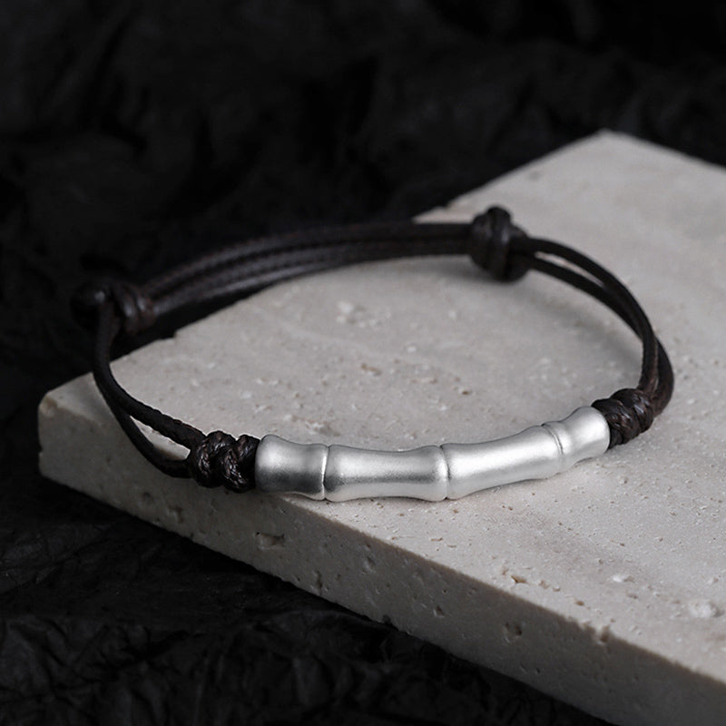 Buddha Stones 999 Sterling Silver Bone Pattern Luck Rope Braided Bracelet - image 6