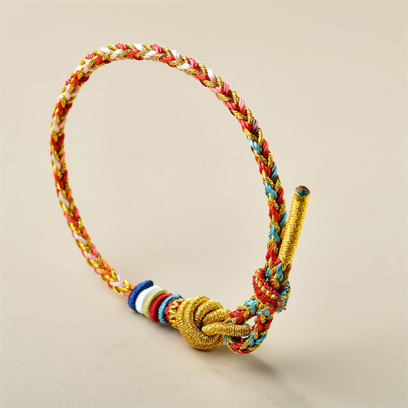 Buddha Stones Handcrafted Colorful Gold Healing Braid Rope Bracelet - image 1