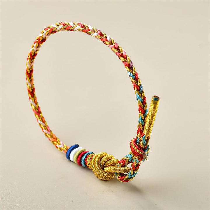 Buddha Stones Handcrafted Colorful Gold Healing Braid Rope Bracelet - image 1