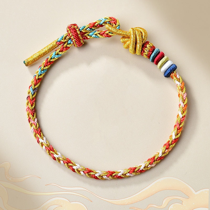 Buddha Stones Handcrafted Colorful Gold Healing Braid Rope Bracelet - Colorful Gold(Wrist Circumference 14-19cm) - image 0